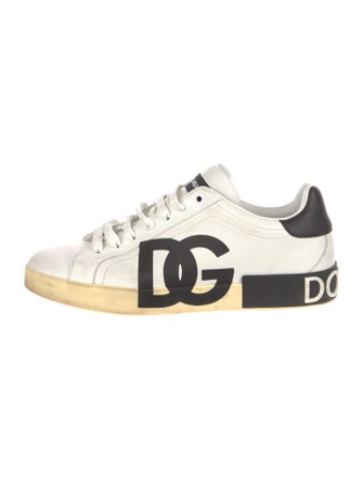 Dolce & Gabbana Leather Graphic Print Sneakers
