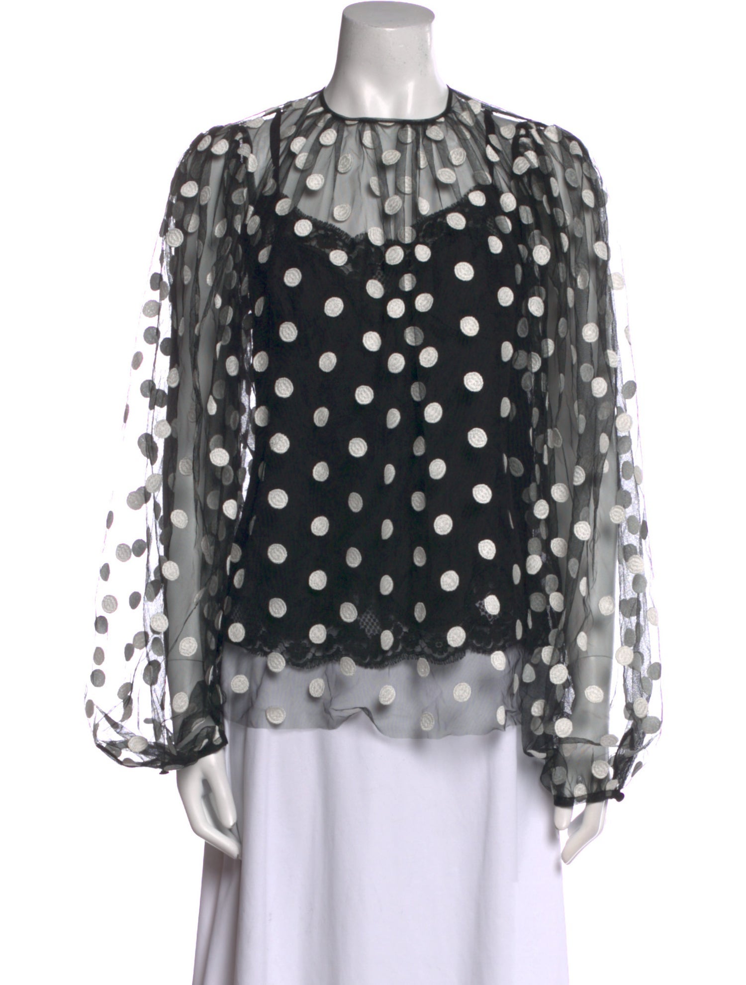 Dolce & Gabbana Polka Dot Print Crew Neck Blouse