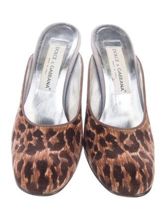 Dolce & Gabbana Velvet Animal Print Mules