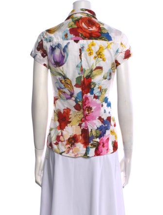 Dolce & Gabbana Floral Print V-Neck Polo