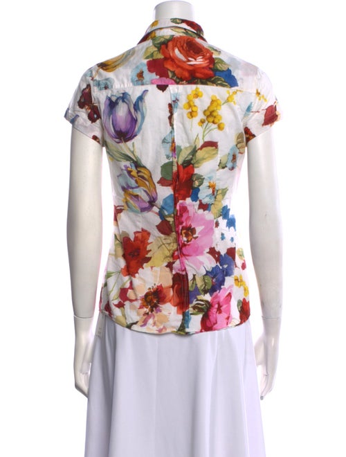 Dolce & Gabbana Floral Print V-Neck Polo