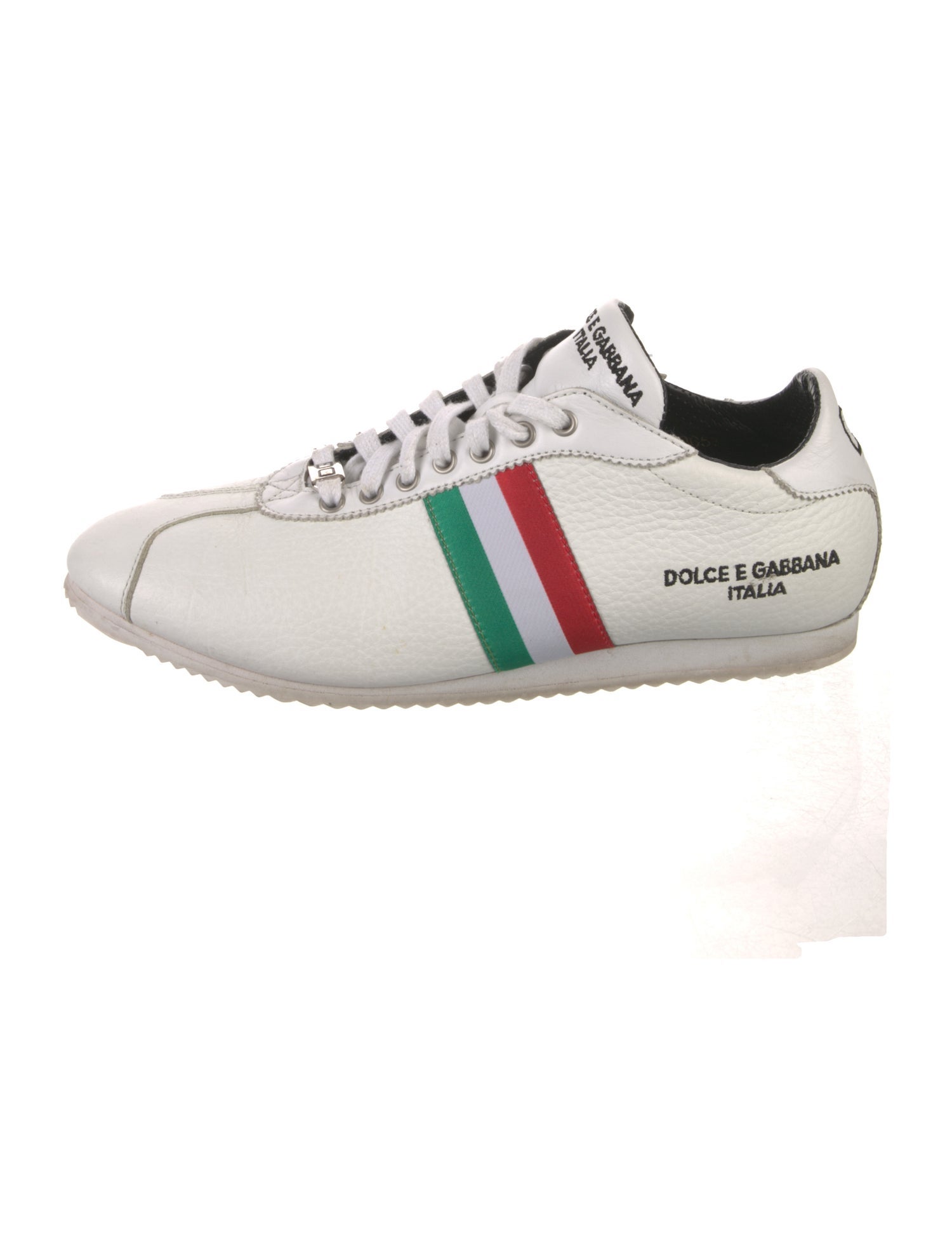 Dolce & Gabbana Leather Embroidered Accent Sneakers