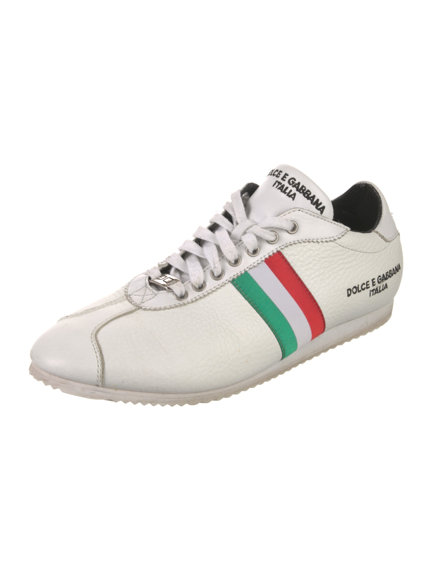 Dolce & Gabbana Leather Embroidered Accent Sneakers