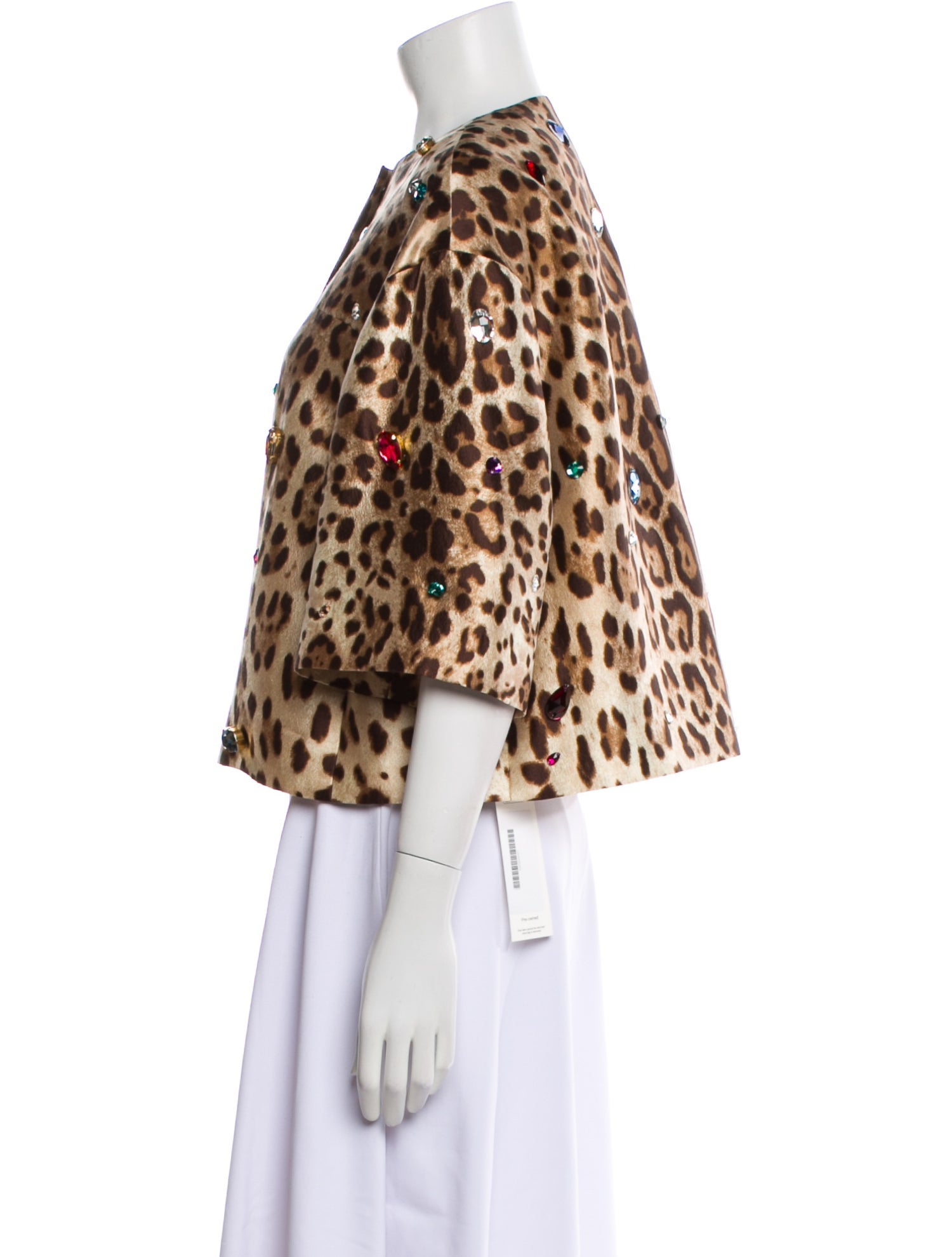 Dolce & Gabbana Silk Animal Print Faux Fur Jacket