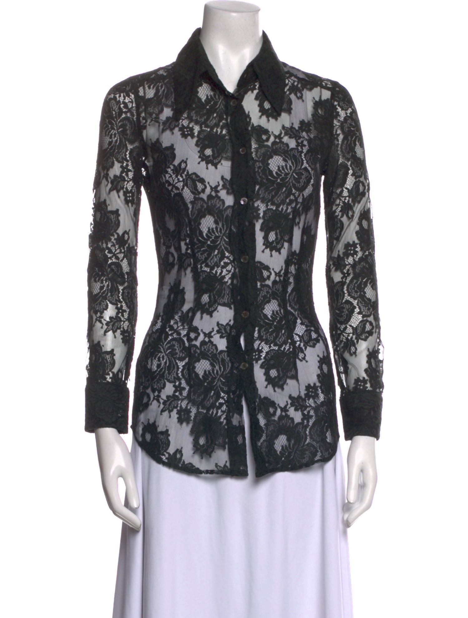 D&G Lace Lace Pattern Button-Up Top