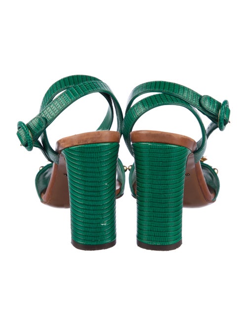 Dolce & Gabbana Embossed Leather Crystal Embellishments Sandals