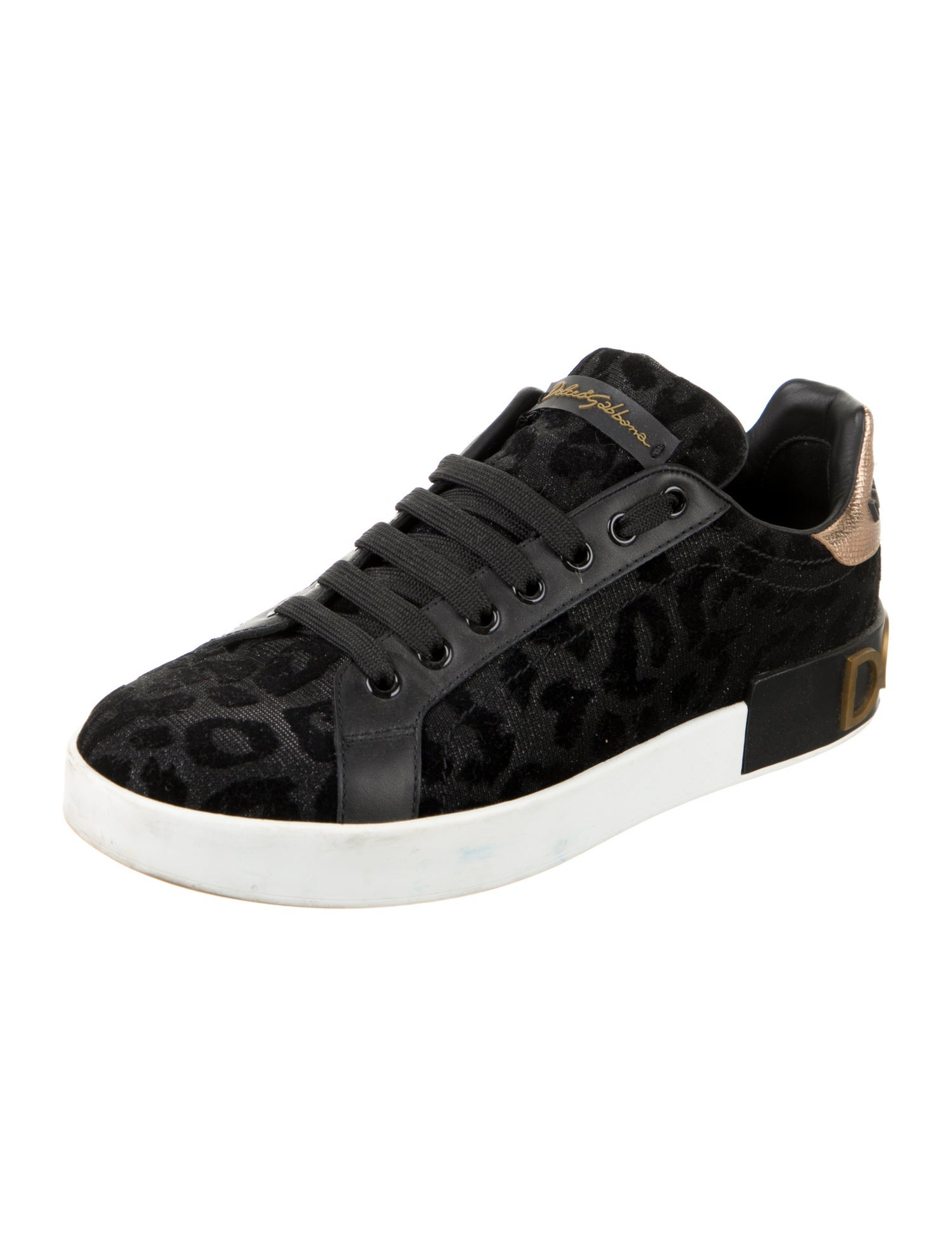 Dolce & Gabbana Velvet Glitter Accents Sneakers