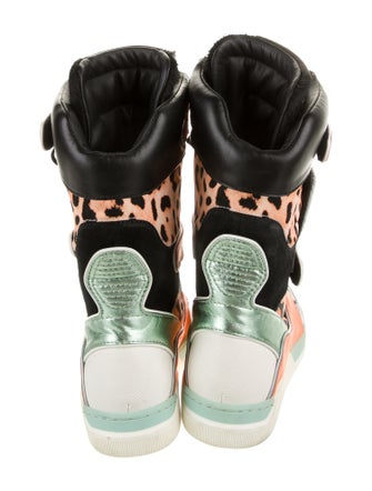 Dolce & Gabbana Leather Animal Print Wedge Sneakers