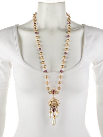Dolce & Gabbana Faux Pearl & Crystal Lavalier Necklace
