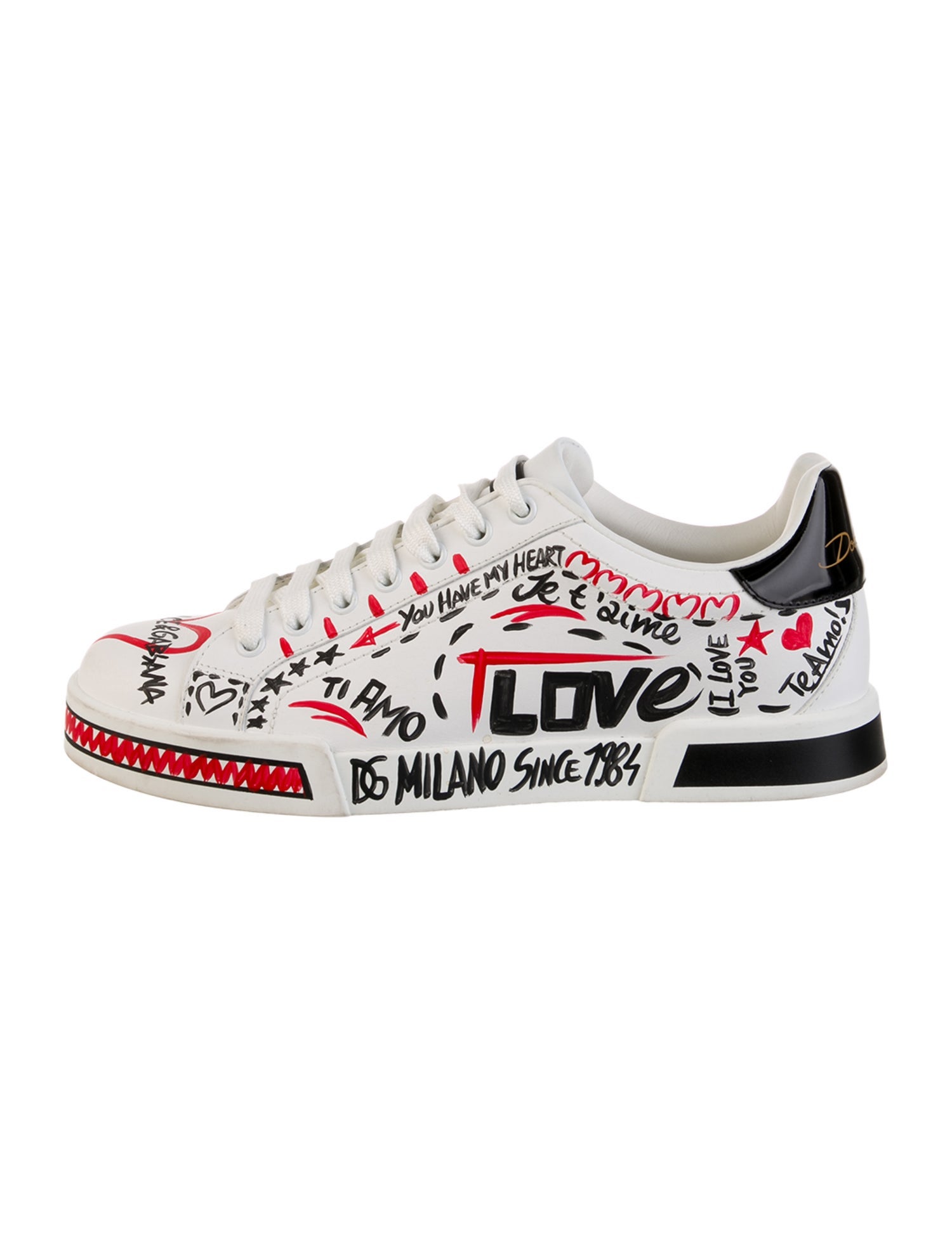Dolce & Gabbana Leather Printed Sneakers