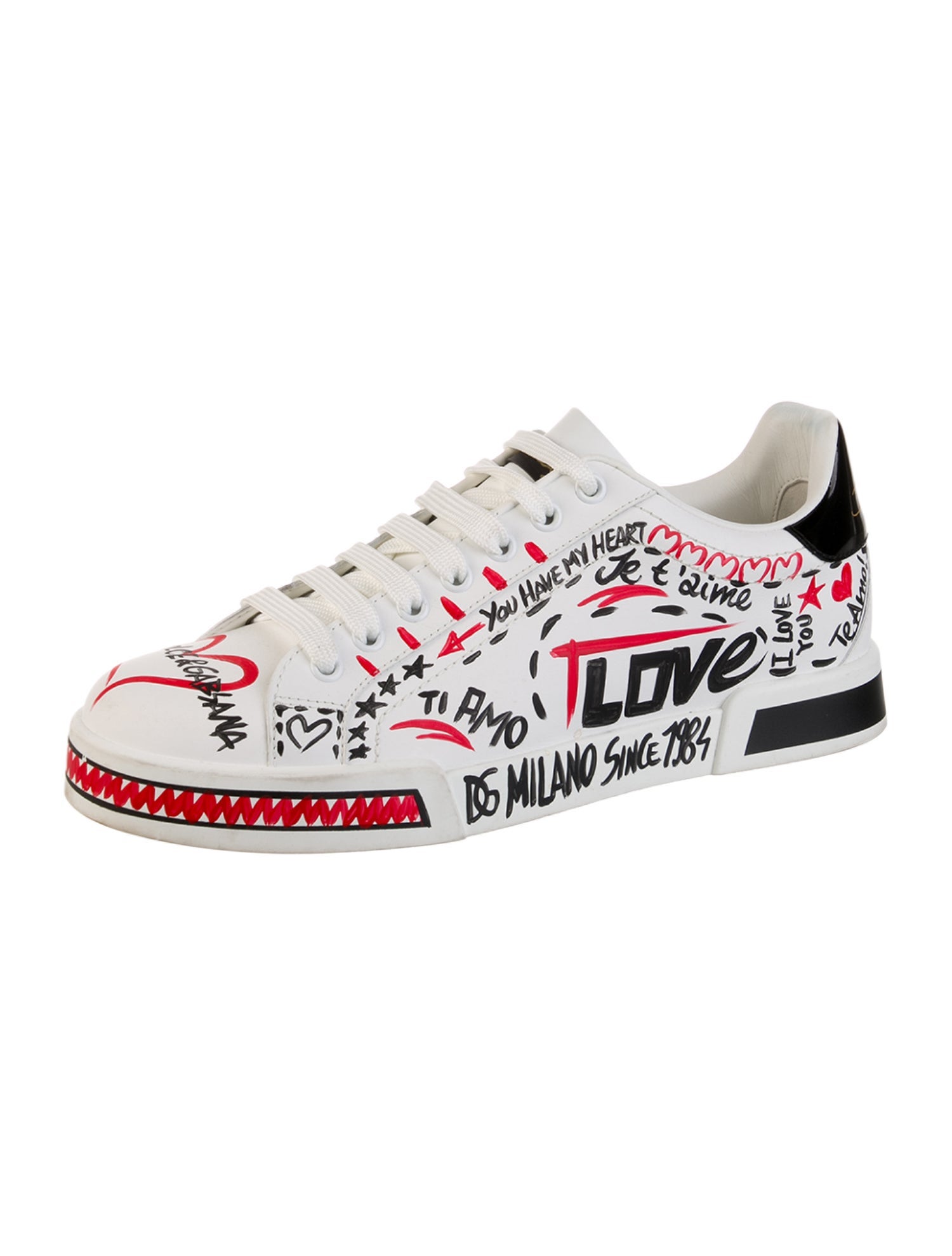 Dolce & Gabbana Leather Printed Sneakers