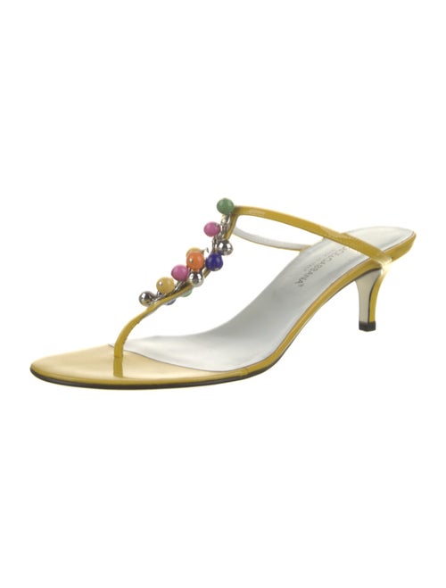 Dolce & Gabbana Patent Leather Beaded Accents T-Strap Sandals