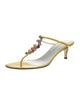 Dolce & Gabbana Patent Leather Beaded Accents T-Strap Sandals