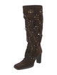 Dolce & Gabbana Suede Cutout Accent Lace-Up Boots