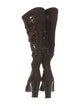 Dolce & Gabbana Suede Cutout Accent Lace-Up Boots