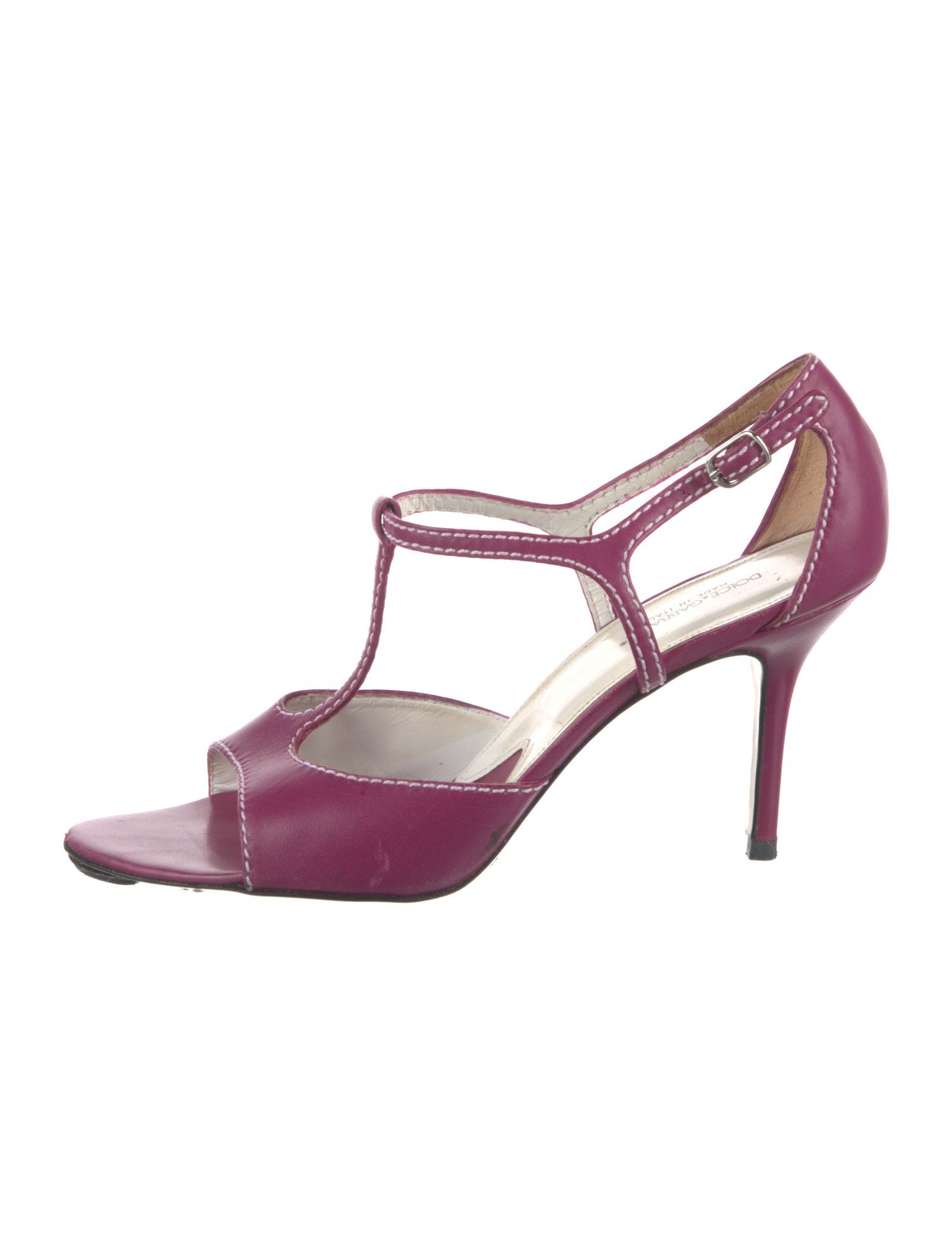 Dolce & Gabbana Leather Animal Print T-Strap Sandals