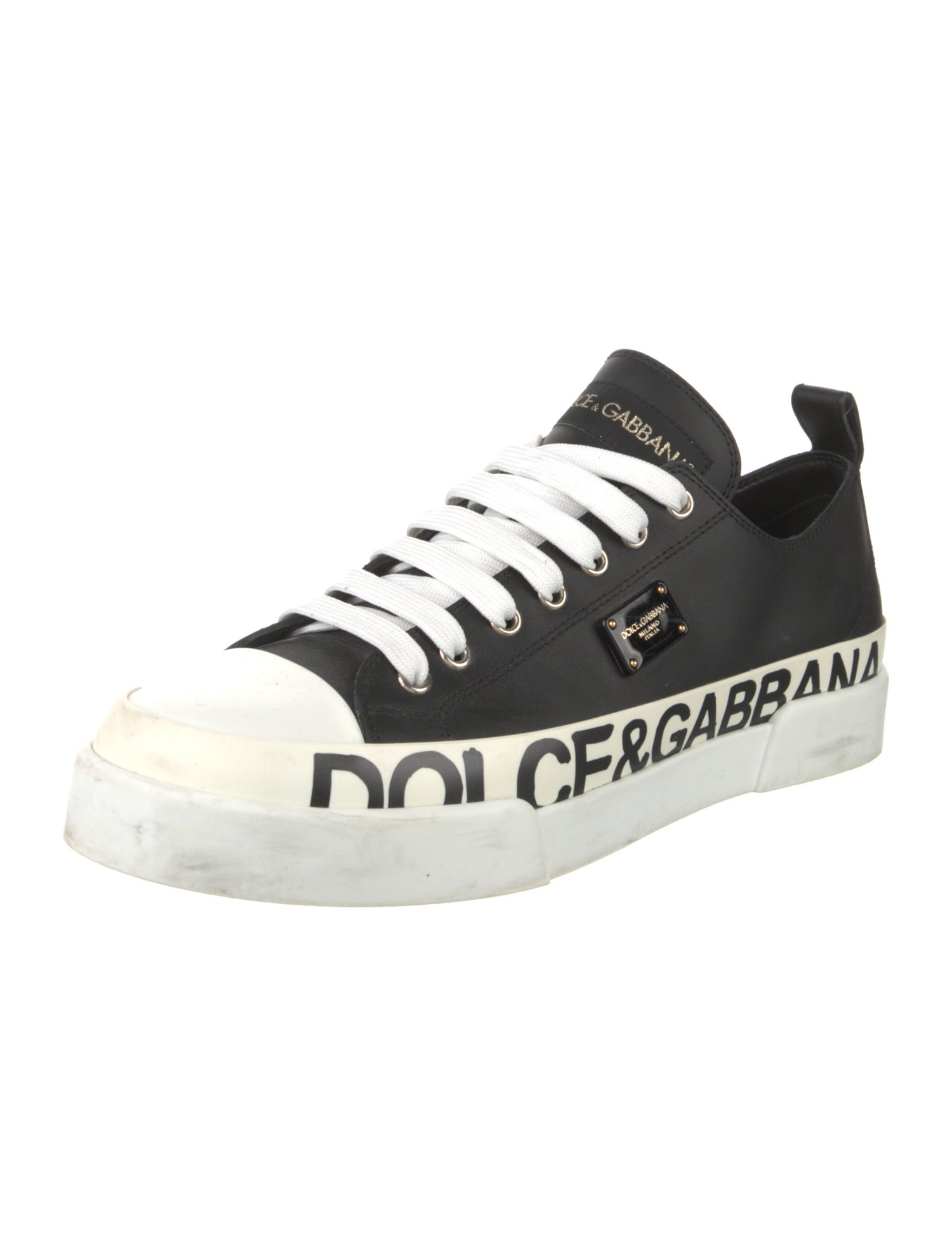 Dolce & Gabbana Leather Printed Sneakers
