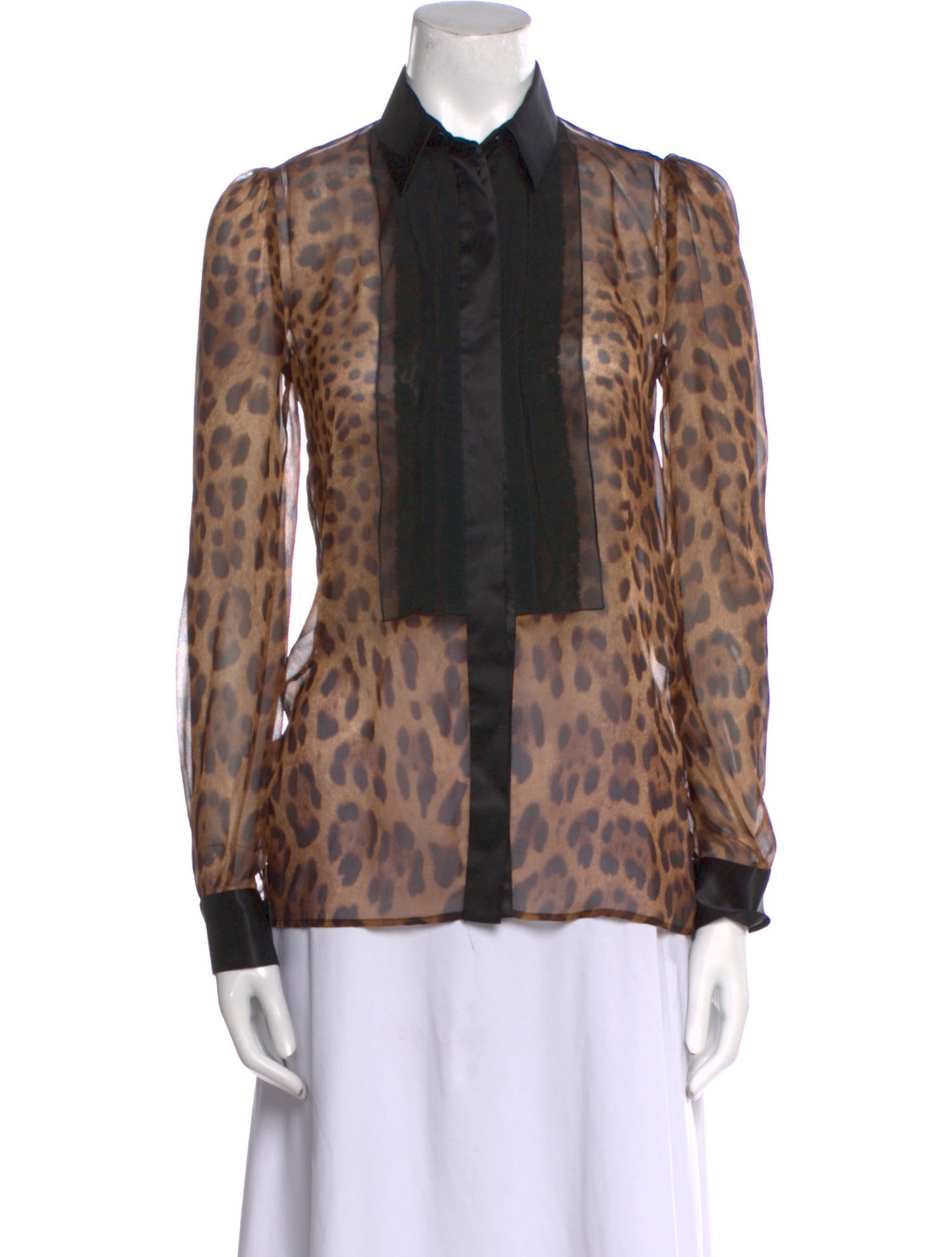 Dolce & Gabbana Silk Animal Print Button-Up Top