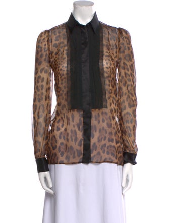 Dolce & Gabbana Silk Animal Print Button-Up Top