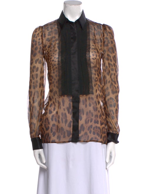 Dolce & Gabbana Silk Animal Print Button-Up Top