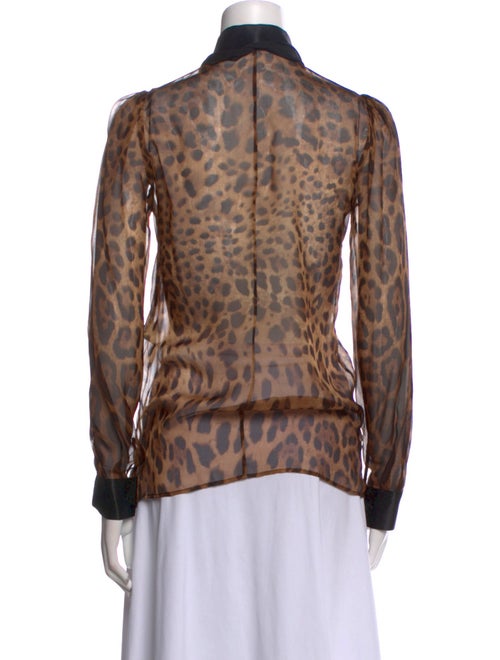 Dolce & Gabbana Silk Animal Print Button-Up Top