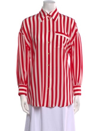 Dolce & Gabbana Silk Striped Button-Up Top