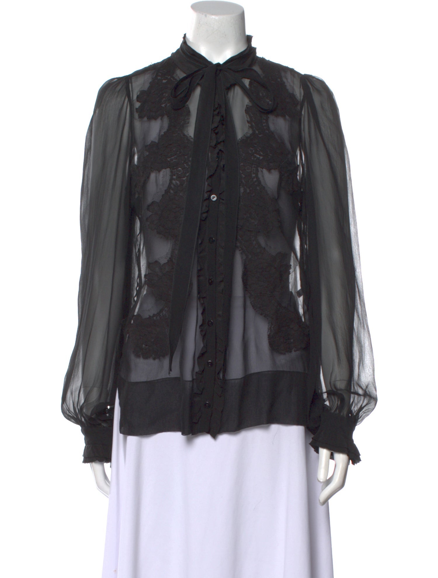 Dolce & Gabbana Mock Neck Long Sleeve Button-Up Top