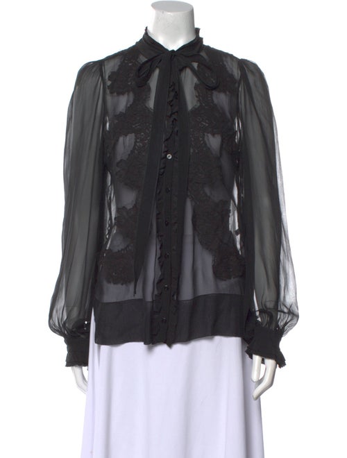 Dolce & Gabbana Mock Neck Long Sleeve Button-Up Top