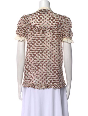 Dolce & Gabbana Printed Mock Neck Button-Up Top