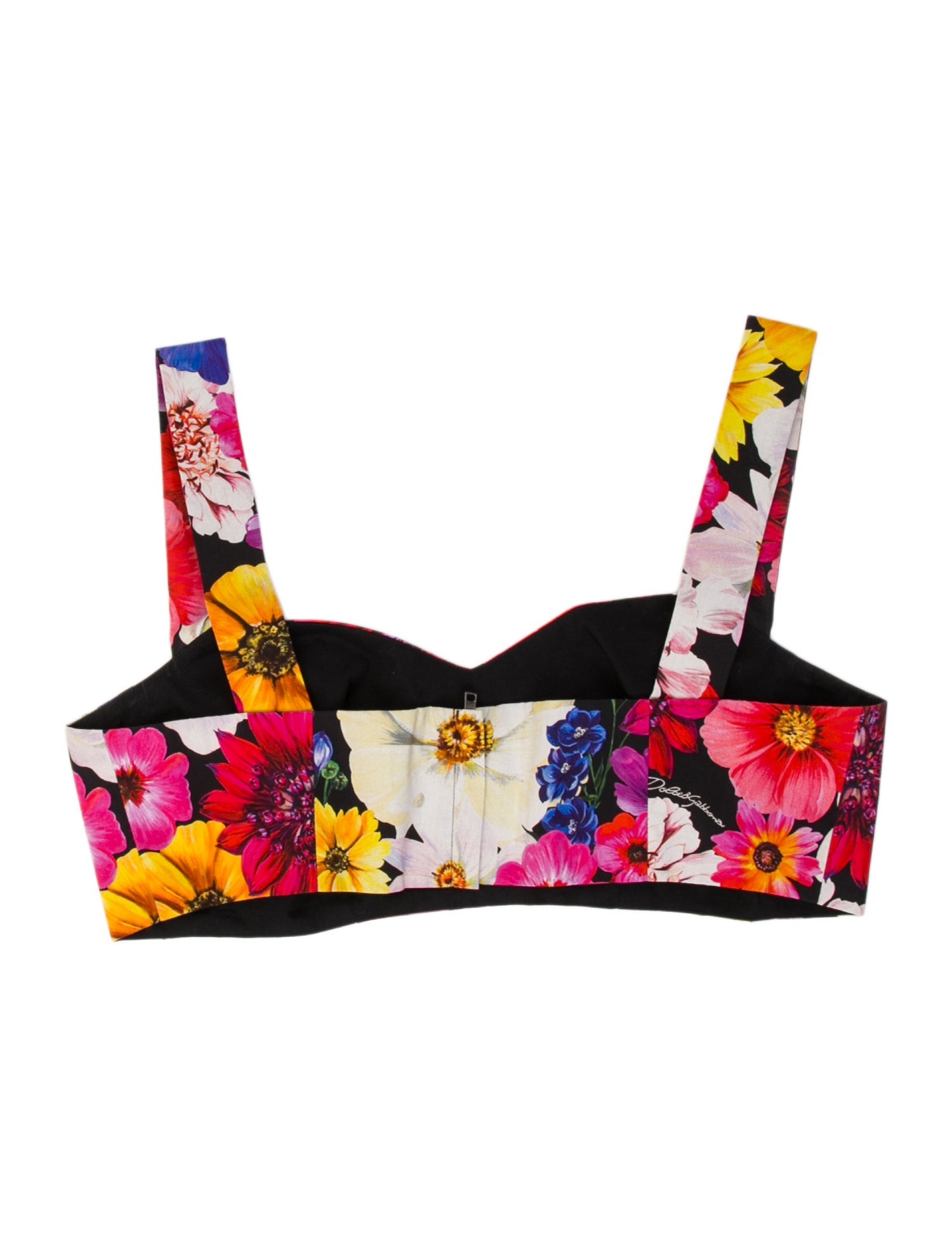 Dolce & Gabbana Floral Print Square Neckline Crop Top