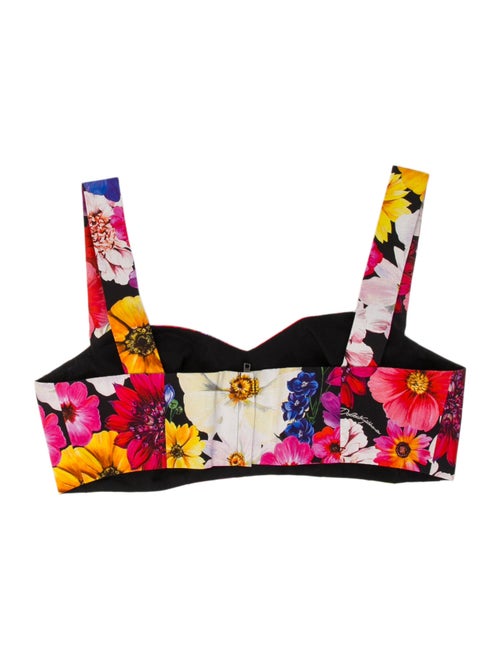 Dolce & Gabbana Floral Print Square Neckline Crop Top