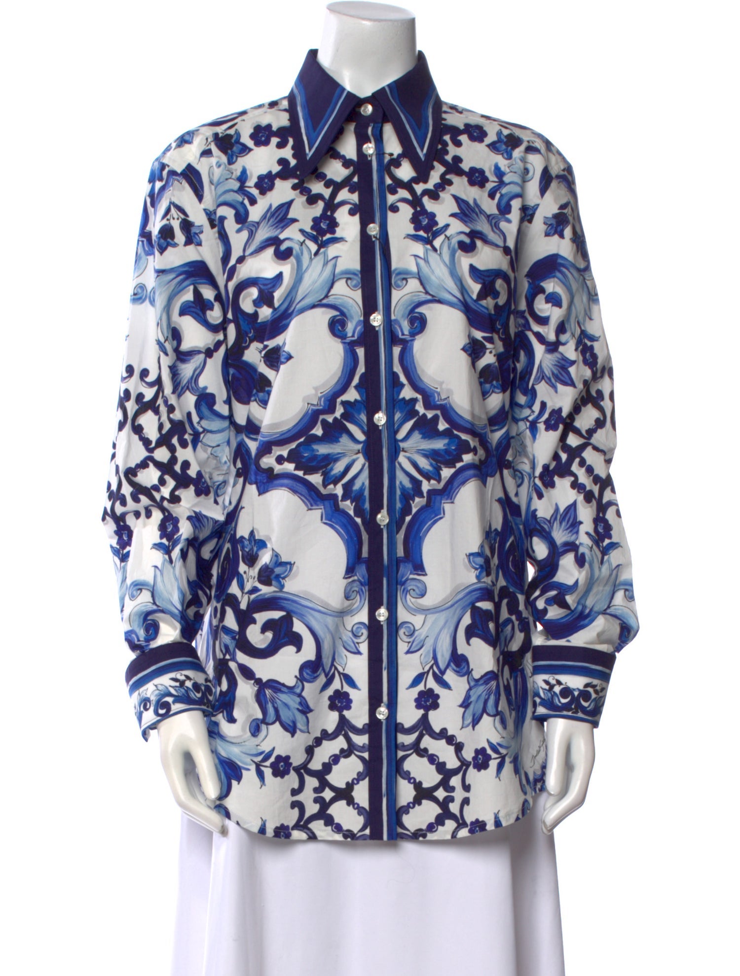 Dolce & Gabbana Printed Long Sleeve Button-Up Top w/ Tags