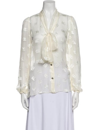 Dolce & Gabbana Floral Print V-Neck Button-Up Top