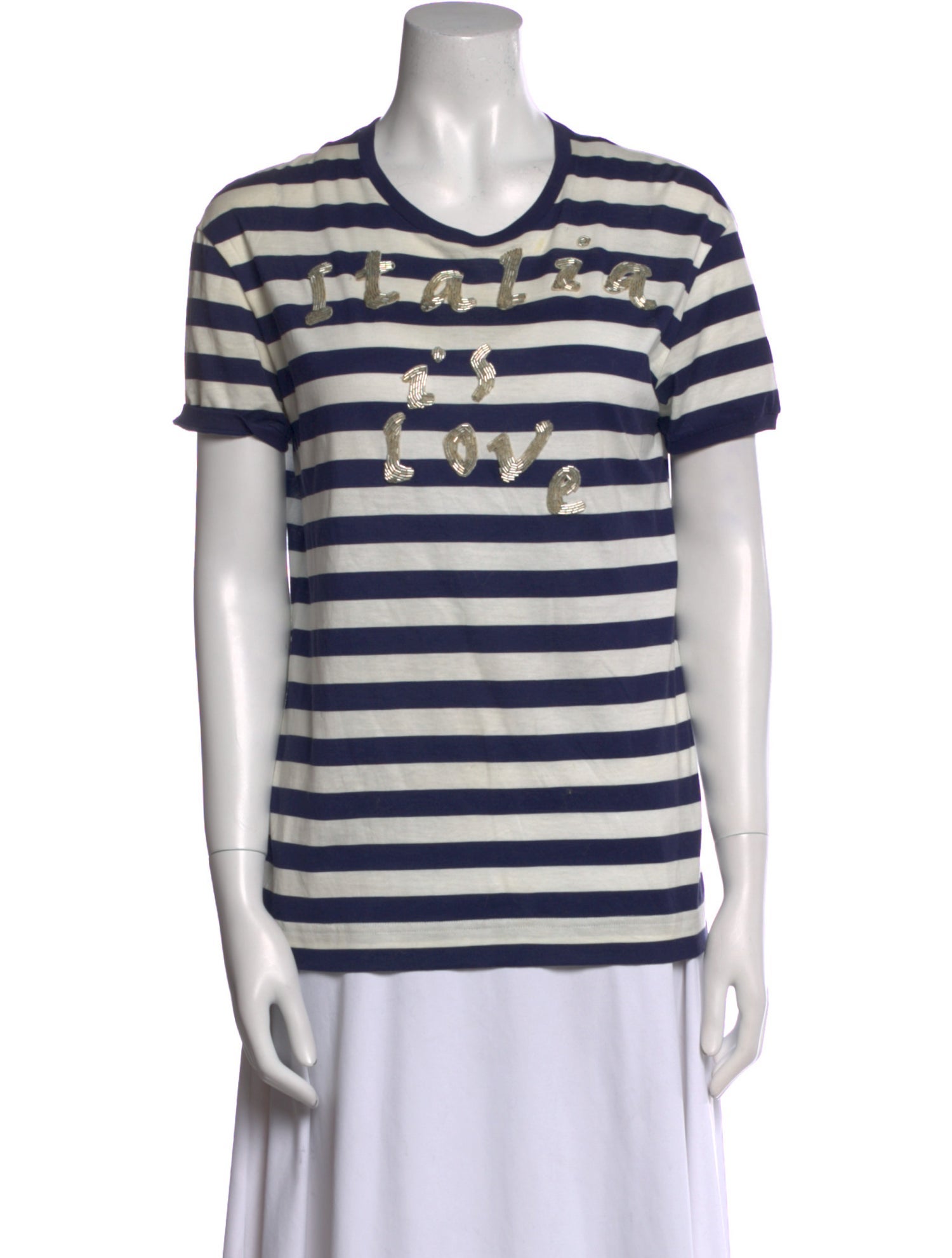 Dolce & Gabbana Striped Crew Neck T-Shirt