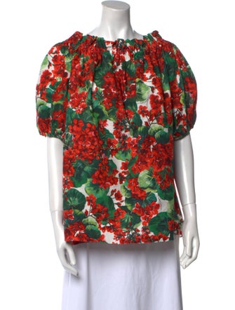 Dolce & Gabbana Floral Print Bateau Neckline Blouse