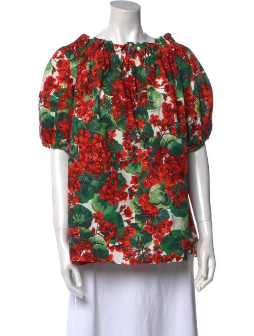 Dolce & Gabbana Floral Print Bateau Neckline Blouse