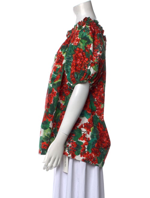 Dolce & Gabbana Floral Print Bateau Neckline Blouse