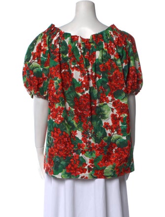 Dolce & Gabbana Floral Print Bateau Neckline Blouse