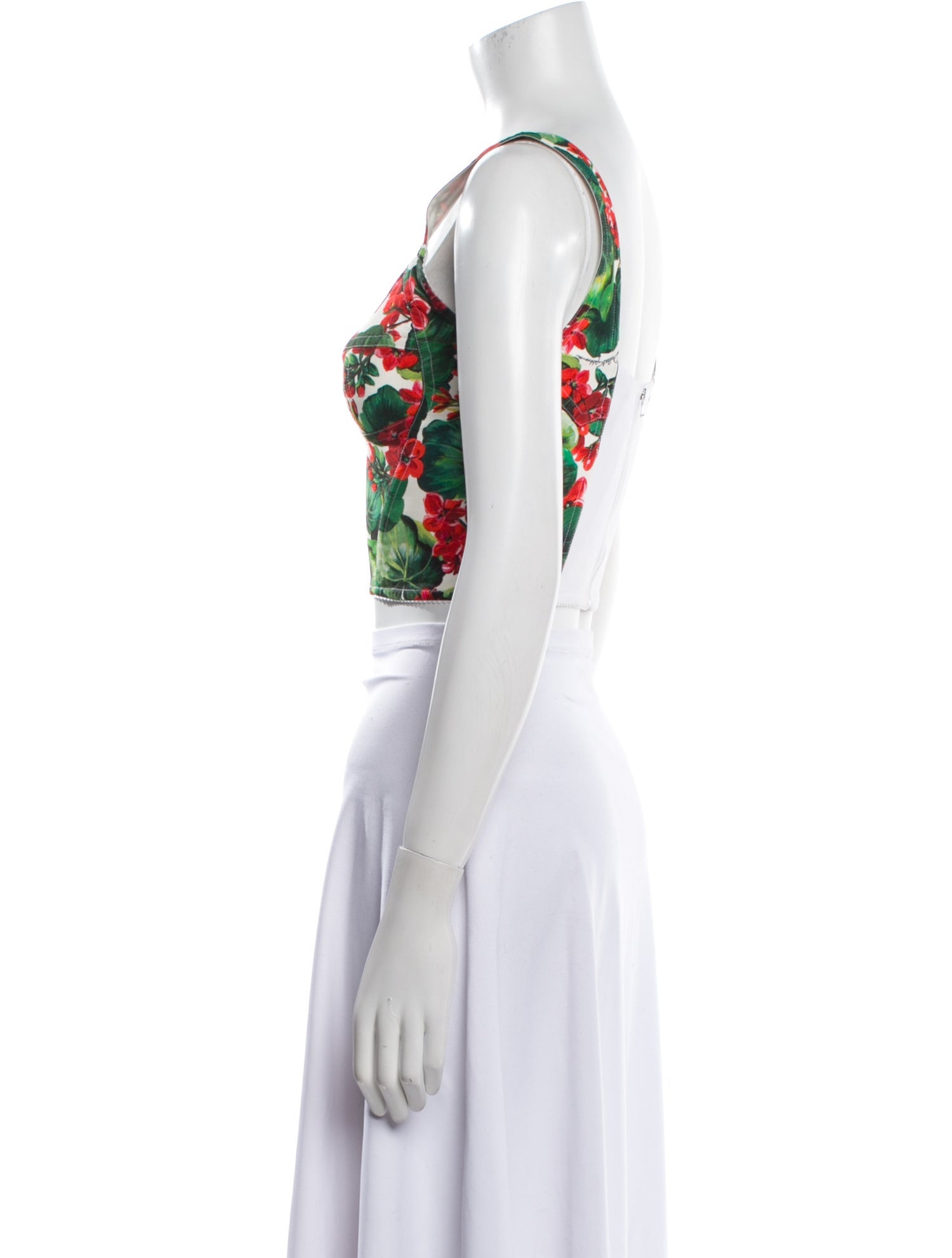 Dolce & Gabbana Floral Print V-Neck Crop Top