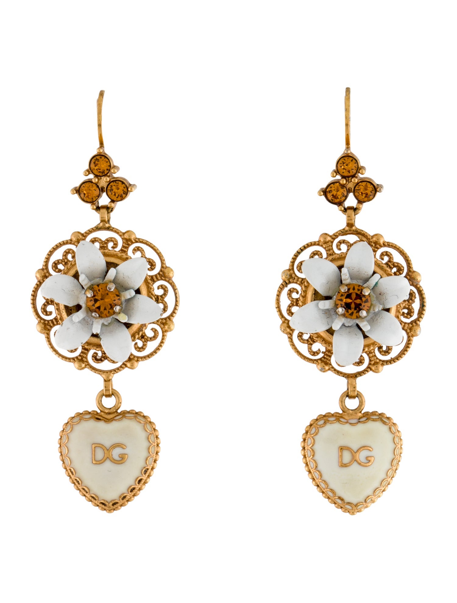 Dolce & Gabbana Crystal & Enamel Drop Earrings