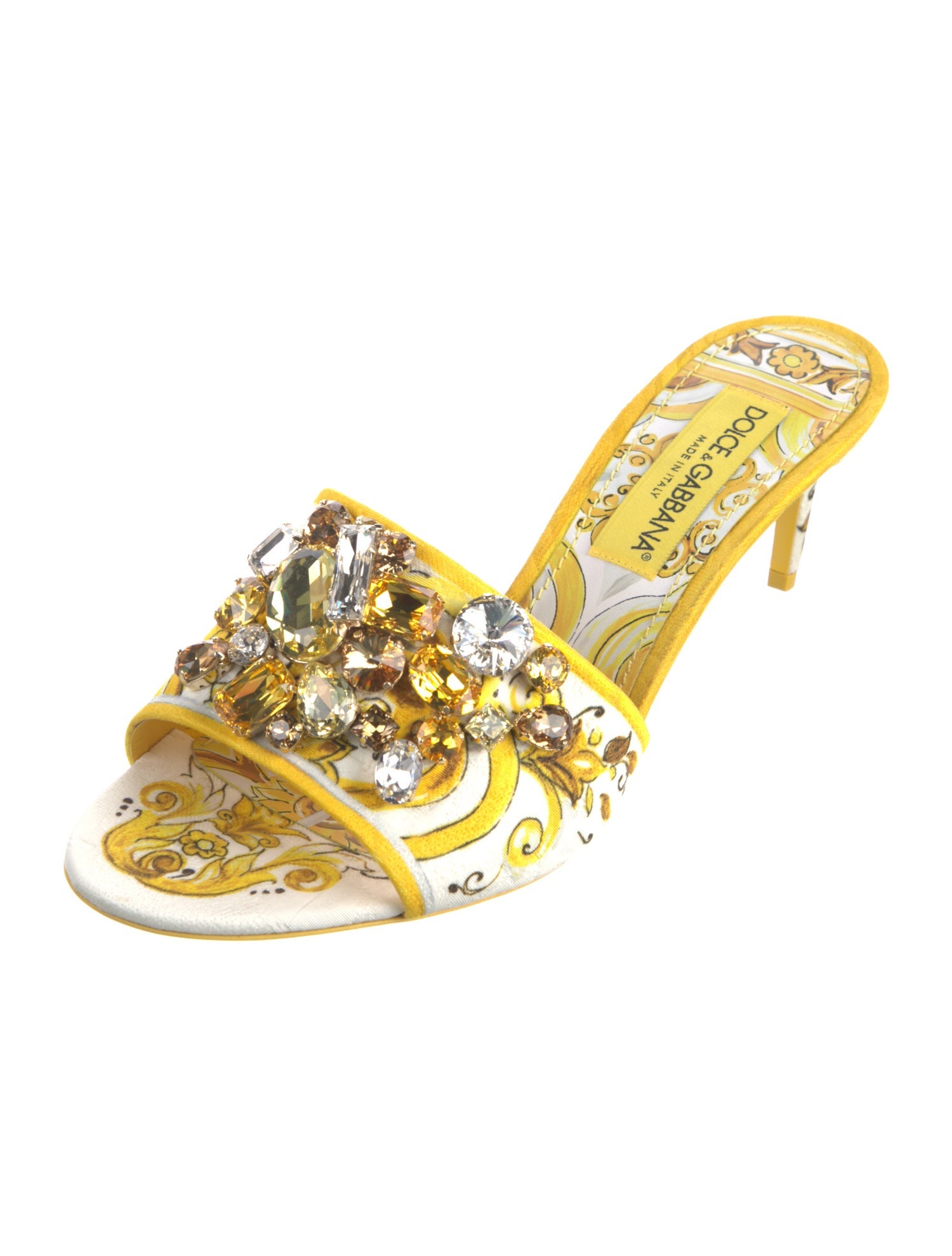 Dolce & Gabbana Leather Printed Slides w/ Tags