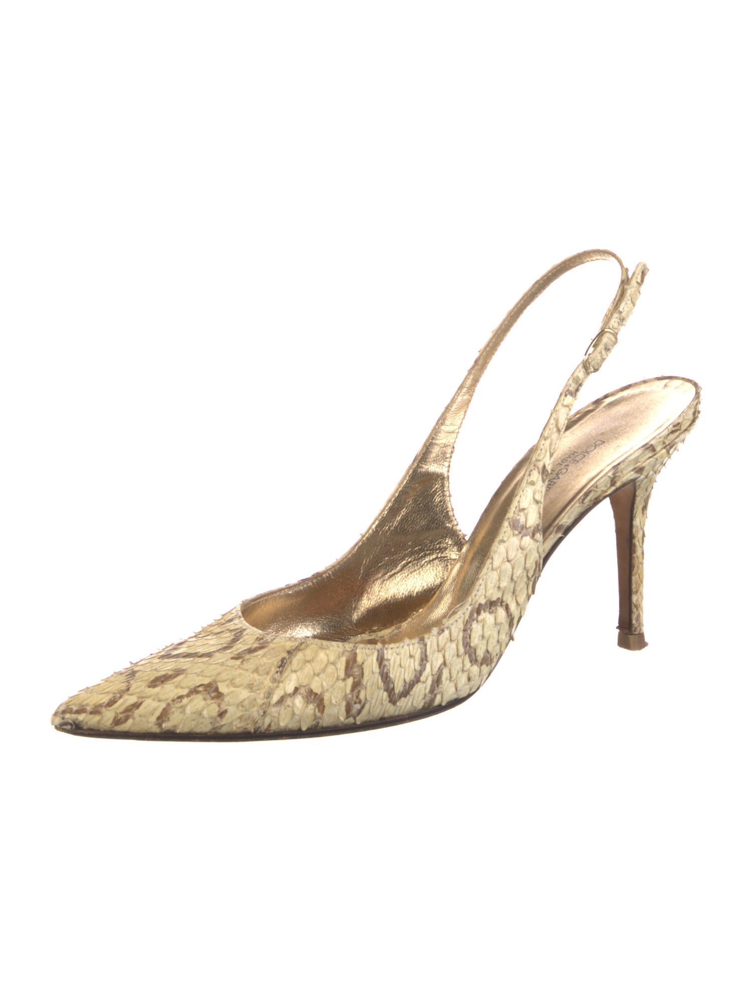 Dolce & Gabbana Snakeskin Animal Print Slingback Pumps