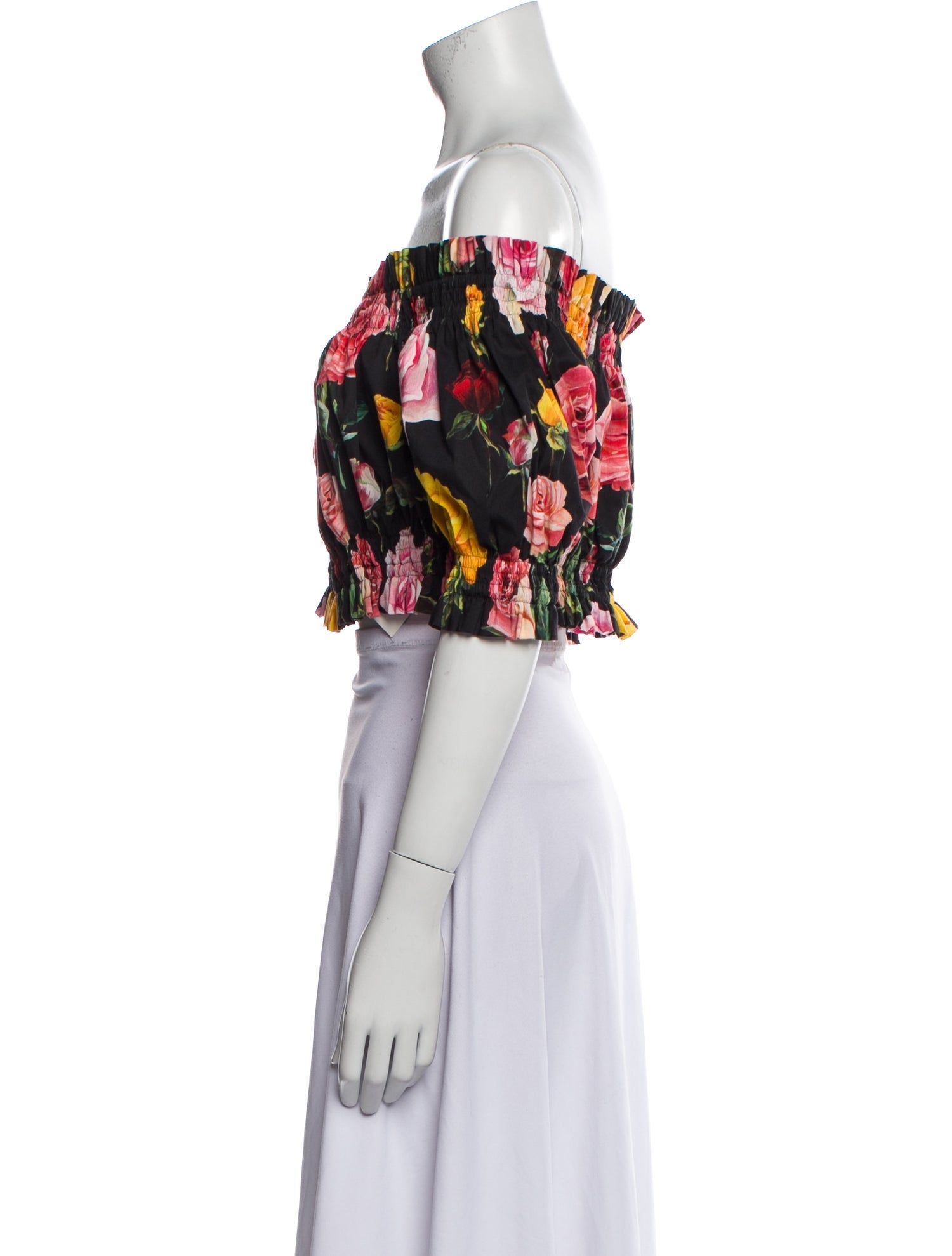 Dolce & Gabbana Floral Print Off-The-Shoulder Crop Top w/ Tags