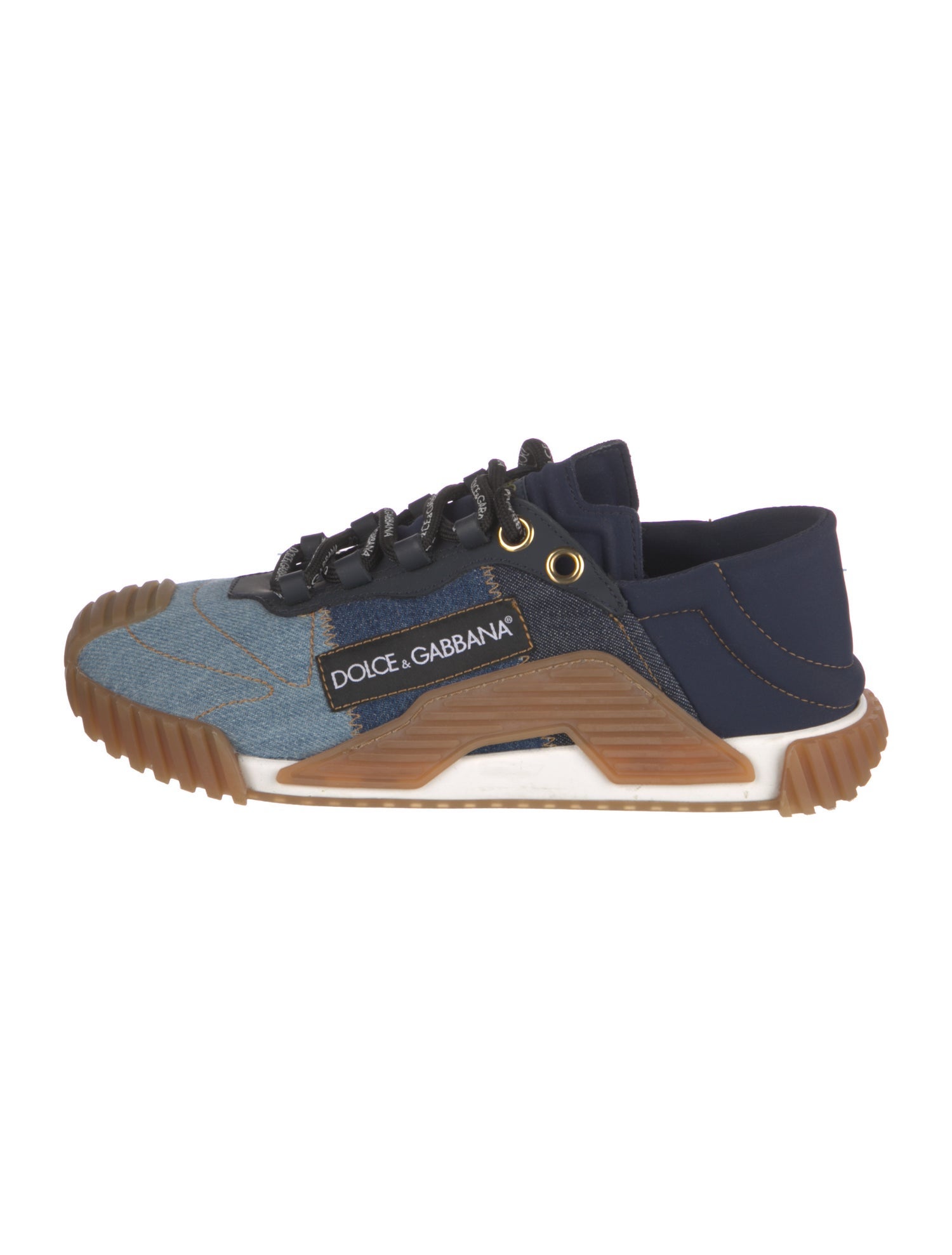 Dolce & Gabbana Denim Colorblock Pattern Sneakers