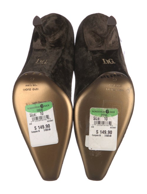 Dolce & Gabbana Velvet Leather Trim Embellishment Pumps