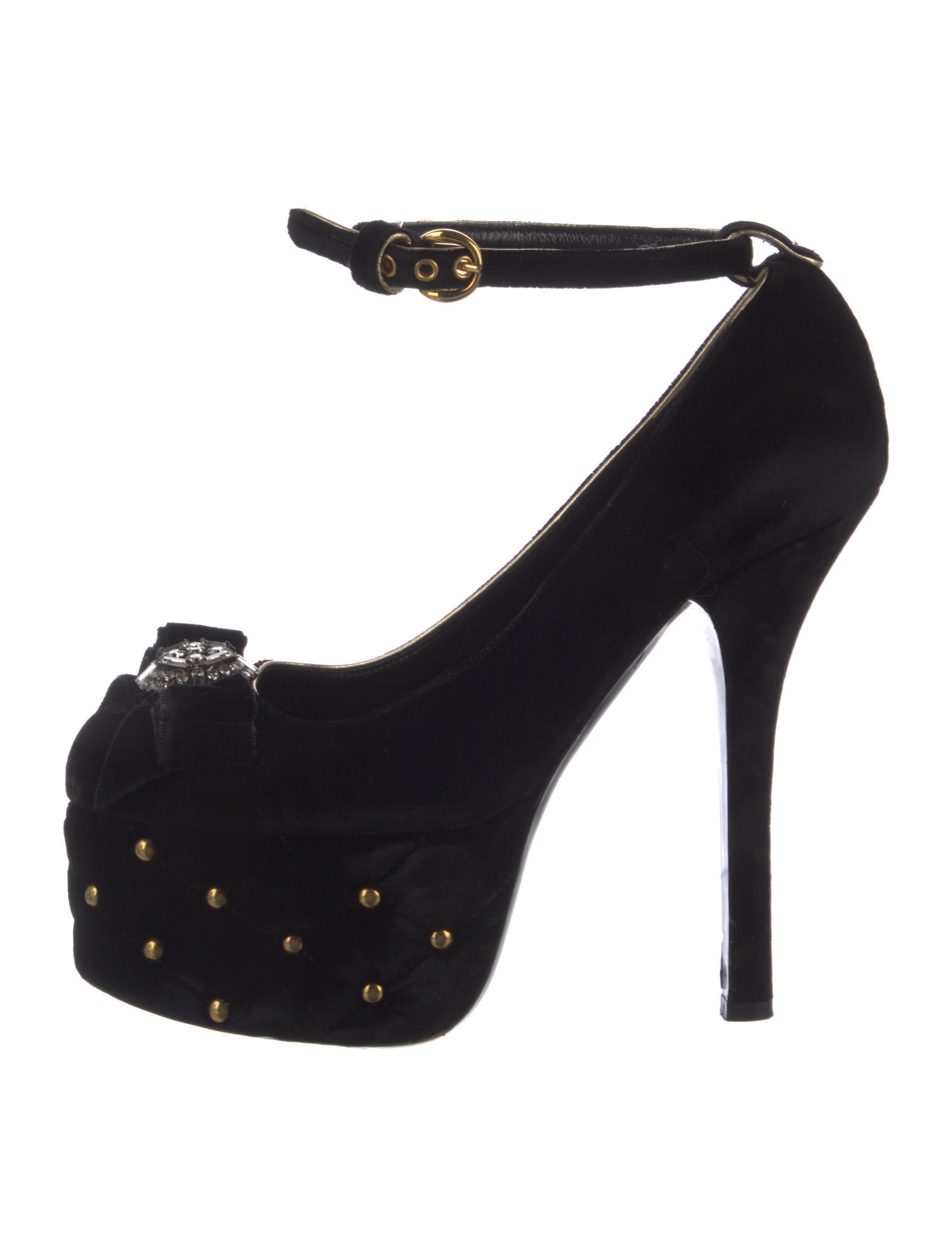 Dolce & Gabbana Velvet Crystal Embellishments Pumps