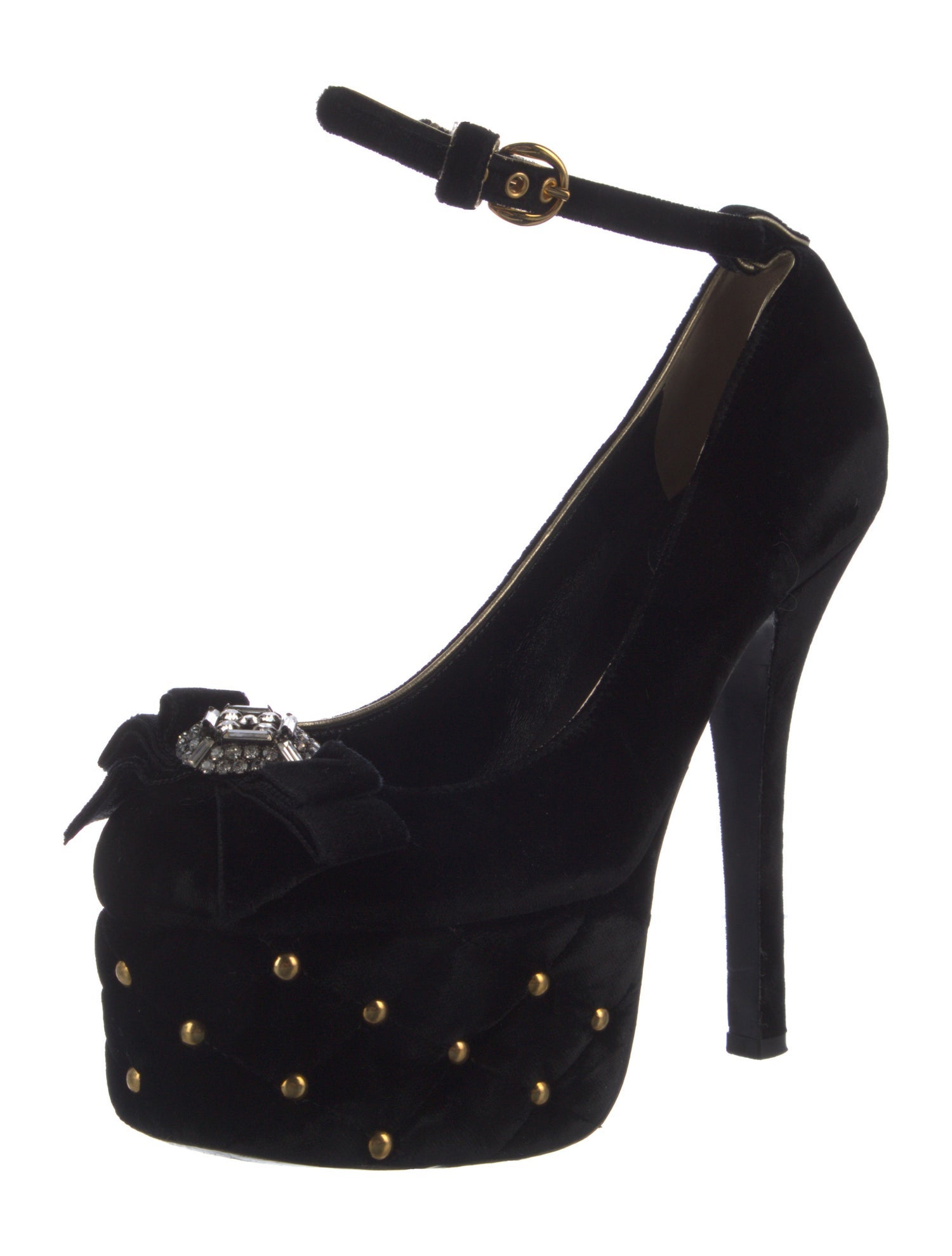 Dolce & Gabbana Velvet Crystal Embellishments Pumps