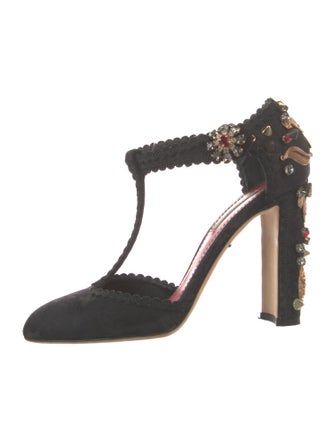 Dolce & Gabbana Crystal Embellishments T-Strap Pumps