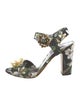 Dolce & Gabbana Floral Print Crystal Embellishments Slingback Sandals