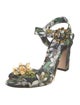 Dolce & Gabbana Floral Print Crystal Embellishments Slingback Sandals